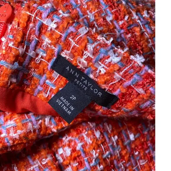 Ann Taylor - Orange Tweed Tank Dress - Size 2 Petite - Picture 9 of 10